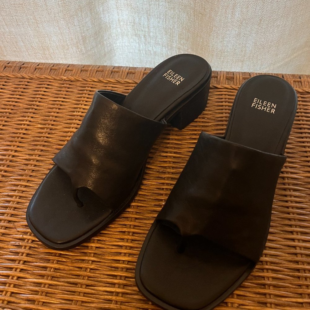 Eileen Fisher Black Leather Slide (size 9)